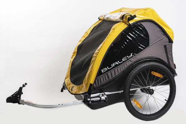 Burly cub trailer for pulling kids or gear behind an adult bike