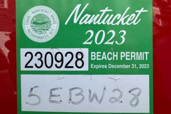 Town of Nantucket beach permit stickers are required to drive a 4x4 vehicle on town beaches.