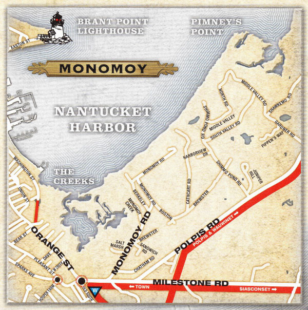 Young's Bicycle Shop map of Monomoy by the Nantucket harbor