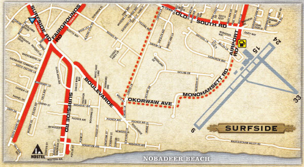 Young's Bicycle Shop map of Surfside on the south shore of Nantucket