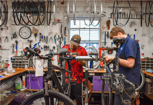 Young's Bike Shop repair department